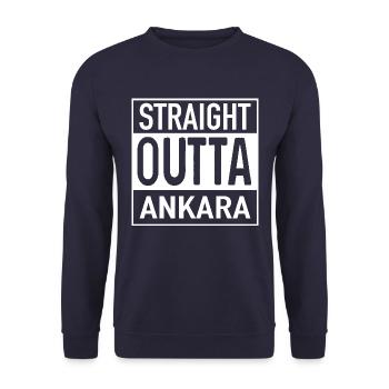 Straight OUTTA ANKARA - Unisex Sweatshirt - navy - Front - Alina (178cm) & Michal (187cm)