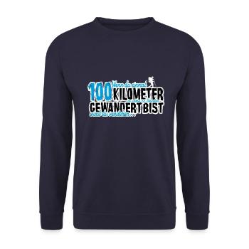 100 Kilometer Marsch Marschieren Geschenk Wanderer - Unisex Pullover - Navy - Vorne - Alina (178cm) & Michal (187cm)