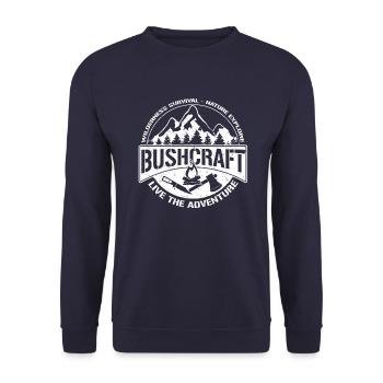 Bushcraft - Outdoor Abenteuer Wildness Überleben - Unisex Pullover - Navy - Vorne - Alina (178cm) & Michal (187cm)