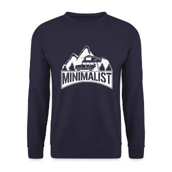 MINIMALIST Geschenk für Camper mit Dachzelt Natur - Unisex Pullover - Navy - Vorne - Alina (178cm) & Michal (187cm)
