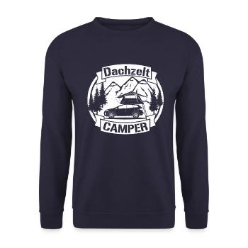 Dachzelt CAMPER - Geschenk für alle mit Dachzelt - Unisex Pullover - Navy - Vorne - Alina (178cm) & Michal (187cm)
