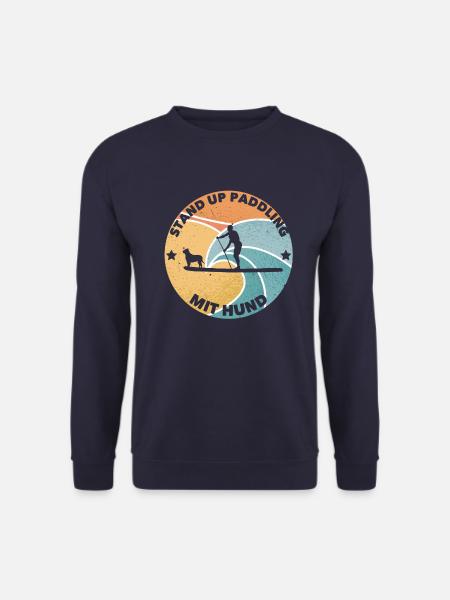 Stand Up Paddling mit Hund | Geschenk SUP - Unisex Pullover - Navy