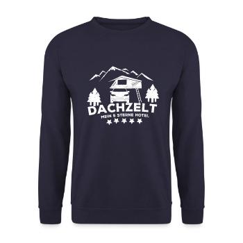 Dachzelt Geschenkidee für Dachzelt-Camper - Unisex Pullover - Navy - Vorne - Alina (178cm) & Michal (187cm)