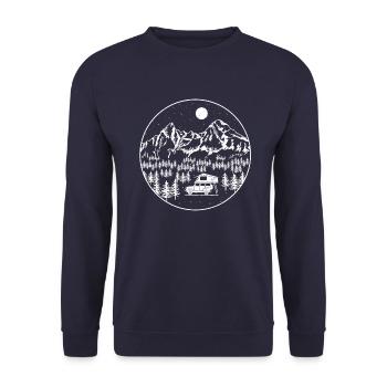 Roof Tent Camper Nature Outdoor Gift Idea - Unisex Sweatshirt - navy - Front - Alina (178cm) & Michal (187cm)