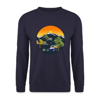 Roof tent sunset | Gift for Camper - Unisex Sweatshirt - navy - Front - Alina (178cm) & Michal (187cm)