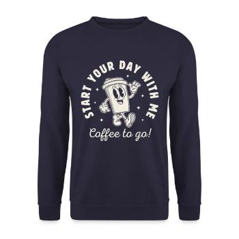 Start Your Day With Coffee - Unisex Sweatshirt - navy - Front - Alina (178cm) & Michal (187cm)