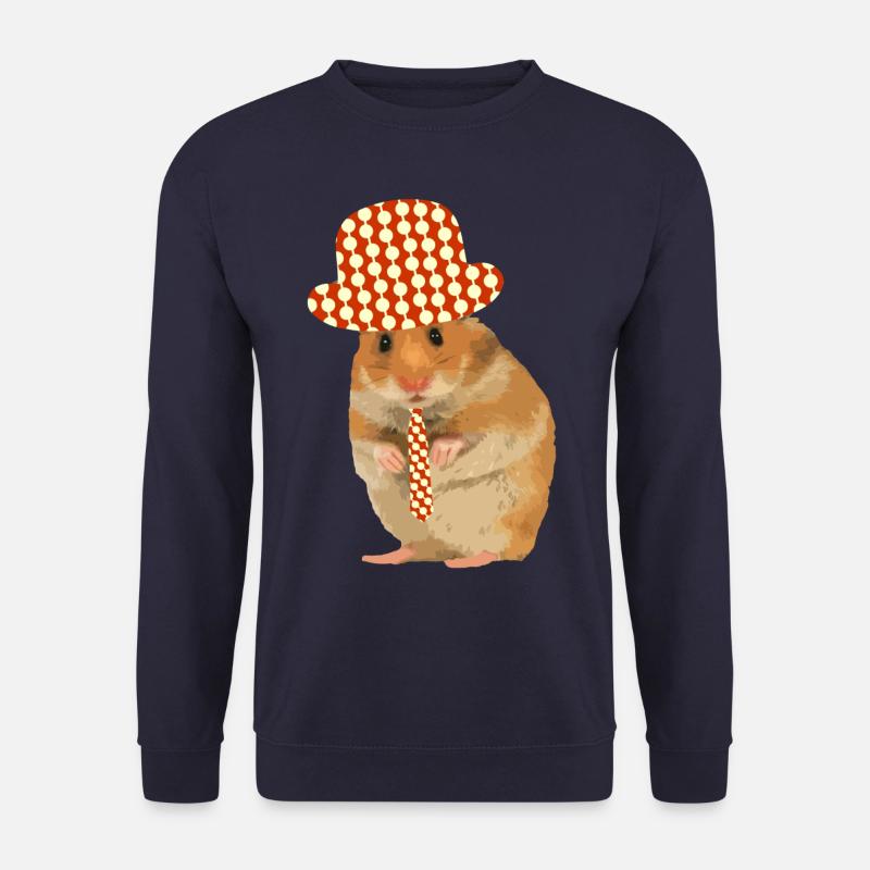 Hamster made chic - hat - tie - Unisex Sweatshirt - navy