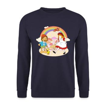 Alice Im Wunderland und Pinocchio Auf Abenteuer - Unisex Pullover - Navy - Vorne - Alina (178cm) & Michal (187cm)