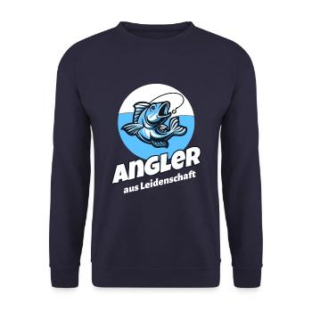 Angler aus Leidenschaft angeln Papa Angelrute - Unisex Pullover - Navy - Vorne - Alina (178cm) & Michal (187cm)