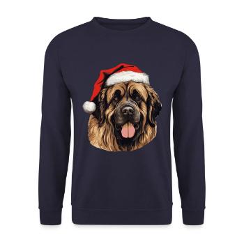 Leonberger Dog Christmas Head - Unisex Sweatshirt - navy - Front - Alina (178cm) & Michal (187cm)