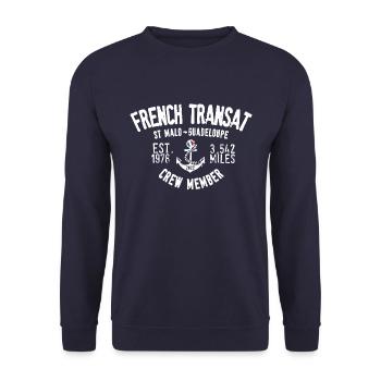 French Transat 2022 crew member - Unisex Sweatshirt - navy - Front - Alina (178cm) & Michal (187cm)