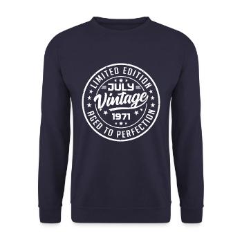 Hergestellt im Juli 1971 Vintage Geburtstag 1971 - Unisex Pullover - Navy - Vorne - Alina (178cm) & Michal (187cm)