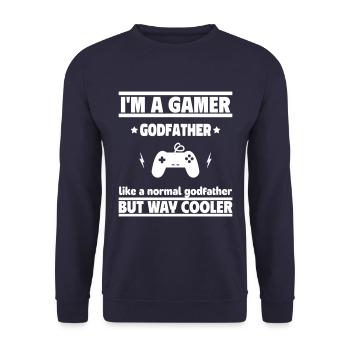 Godfather gamer: cooler than a normal - Unisex Sweatshirt - navy - Front - Alina (178cm) & Michal (187cm)