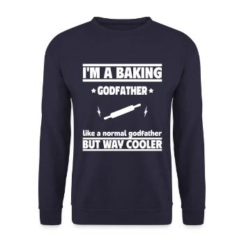 Ich bin ein Patenonkel Bäcker, viel cooler als - Unisex Pullover - Navy - Vorne - Alina (178cm) & Michal (187cm)