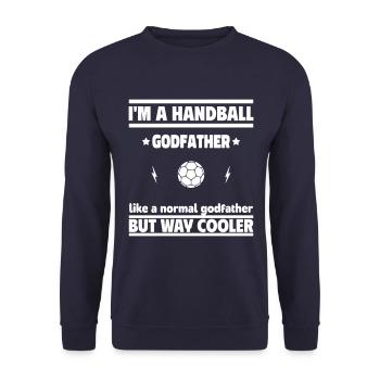 Godfather and handball player – cooler than normal - Unisex Sweatshirt - navy - Front - Alina (178cm) & Michal (187cm)