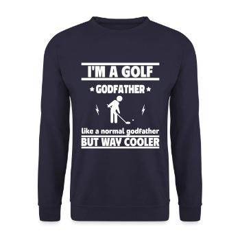 Patenonkel Golfer, viel cooler als ein normaler - Unisex Pullover - Navy - Vorne - Alina (178cm) & Michal (187cm)