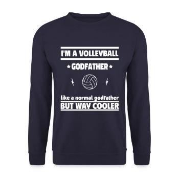 Ich bin ein Patenonkel Volleyballer, viel cooler - Unisex Pullover - Navy - Vorne - Alina (178cm) & Michal (187cm)