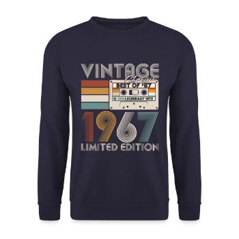 Vintage 1967 Vintage Born Anniversaire Rétro - Sweat-shirt Unisexe - marine - Devant - Alina (178cm) & Michal (187cm)