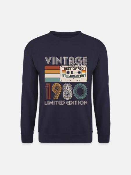 Vintage 1980 Vintage Born Anniversaire Rétro - Sweat-shirt Unisexe - marine
