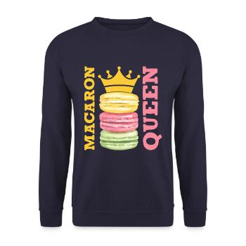 Macaron Queen Funny Macaron Dessert - Unisex Sweatshirt - navy - Front - Alina (178cm) & Michal (187cm)