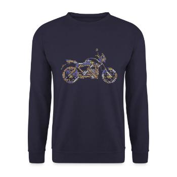 Papa Biker Motorrad T-Shirt - Unisex Pullover - Navy - Vorne - Alina (178cm) & Michal (187cm)