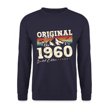 65e anniversaire Original juin 1960 Né en 1960 - Sweat-shirt Unisexe - marine - Devant - Alina (178cm) & Michal (187cm)