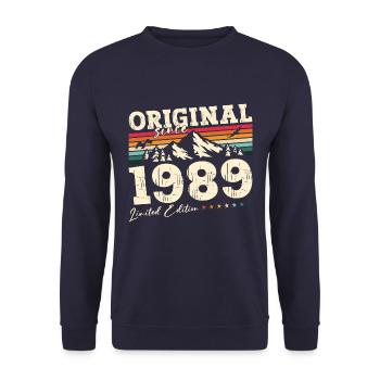 35ème Anniversaire Original 1989 Millésime 1989 - Sweat-shirt Unisexe - marine - Devant - Alina (178cm) & Michal (187cm)