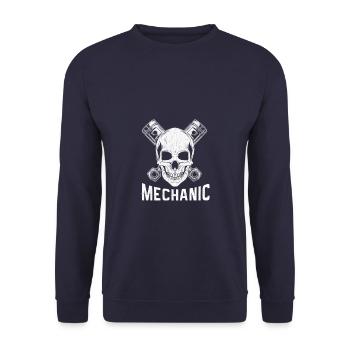 Mechanic - Mechanic Skull T Shirt Design - Unisex Sweatshirt - navy - Front - Alina (178cm) & Michal (187cm)