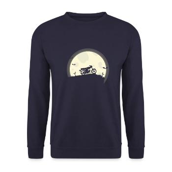 Moped two-wheeler silhouette moon shirt design - Unisex Sweatshirt - navy - Front - Alina (178cm) & Michal (187cm)