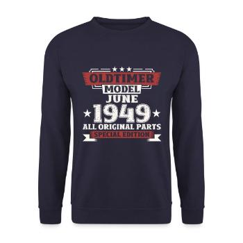 Oldtimer Juni 1949 Jahrgang 1949 Geburtstag 1949 - Unisex Pullover - Navy - Vorne - Alina (178cm) & Michal (187cm)