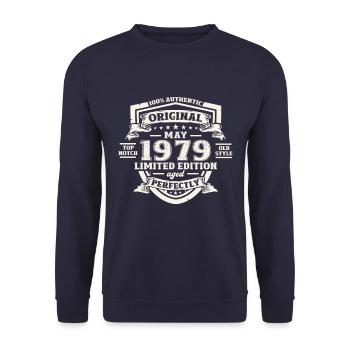 Original Mai 1979 Millésime 1979 Anniversaire 1979 - Sweat-shirt Unisexe - marine - Devant - Alina (178cm) & Michal (187cm)