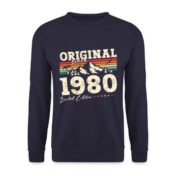 44ème Anniversaire Original 1980 Millésime 1980 - Sweat-shirt Unisexe - marine - Devant - Alina (178cm) & Michal (187cm)