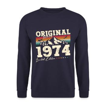 50e anniversaire Original juin 1974 Né en 1974 - Sweat-shirt Unisexe - marine - Devant - Alina (178cm) & Michal (187cm)