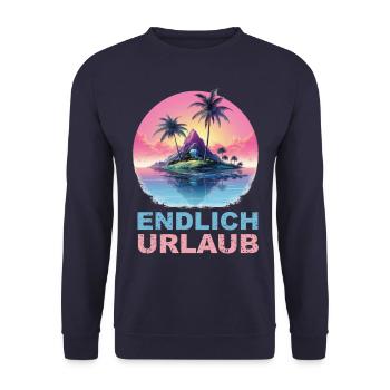 Endlich Urlaub - hell - Unisex Pullover - Navy - Vorne - Alina (178cm) & Michal (187cm)