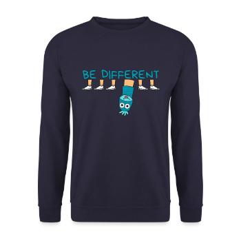 BE DIFFERENT Socke / Sei anders Socke - Unisex Sweatshirt - navy - Front - Alina (178cm) & Michal (187cm)