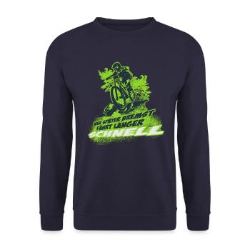 Wer später bremst fährt länger schnell. Downhill - Unisex Pullover - Navy - Vorne - Alina (178cm) & Michal (187cm)