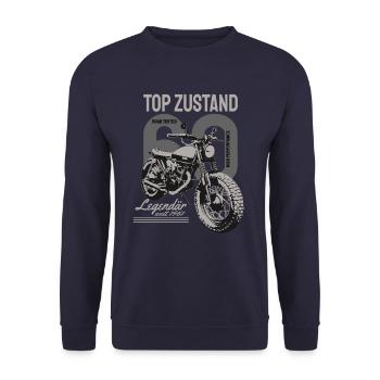 Legendär seit 1961 60. Geburtstag Biker, Motorrad - Unisex Pullover - Navy - Vorne - Alina (178cm) & Michal (187cm)