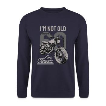 Je ne suis pas vieux, je suis classique. 60 ans biker. - Sweat-shirt Unisexe - marine - Devant - Alina (178cm) & Michal (187cm)
