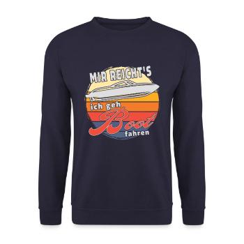 Mir reicht's ich geh Boot fahren. Sportboot - Unisex Pullover - Navy - Vorne - Alina (178cm) & Michal (187cm)