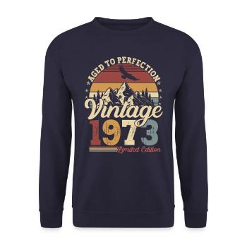 1973 Né vintage 50 anniversaire - Sweat-shirt Unisexe - marine - Devant - Alina (178cm) & Michal (187cm)
