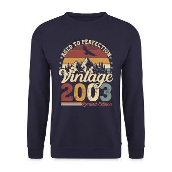 2003 Born Vintage 20 Birthday - Unisex Sweatshirt - navy - Front - Alina (178cm) & Michal (187cm)