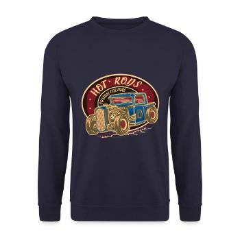 US cars and roads? Hot Rod Warrior? This piece - Unisex Sweatshirt - navy - Front - Alina (178cm) & Michal (187cm)