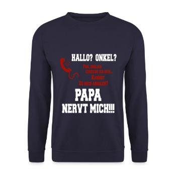 Hallo Onkel - Papa nervt mich! weiss - Unisex Pullover - Navy - Vorne - Alina (178cm) & Michal (187cm)
