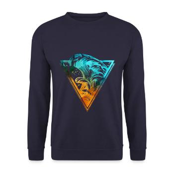 colored breaking surf wave - Unisex Sweatshirt - navy - Front - Alina (178cm) & Michal (187cm)