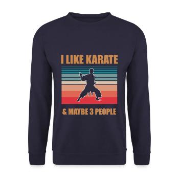 I Like Karate and maybe 3 People - Unisex Pullover - Navy - Vorne - Alina (178cm) & Michal (187cm)
