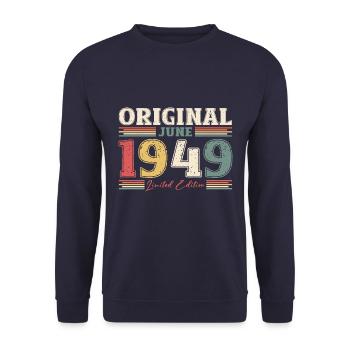 Legende Juni 1949 Jahrgang 1949 Geburtstag 1949 - Unisex Pullover - Navy - Vorne - Alina (178cm) & Michal (187cm)
