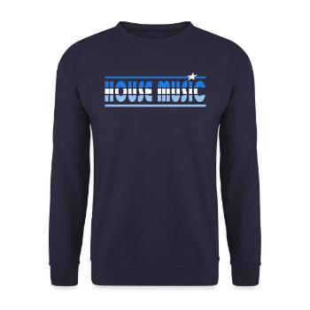 House Musik Retro - Unisex Pullover - Navy - Vorne - Alina (178cm) & Michal (187cm)