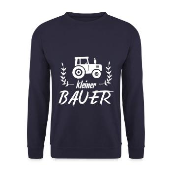 Kleiner Bauer mit Traktor - Unisex Pullover - Navy - Vorne - Alina (178cm) & Michal (187cm)