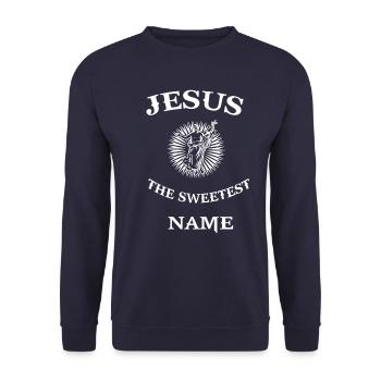 Jesus Christus Spruch Christentum Religion Gott - Unisex Pullover - Navy - Vorne - Alina (178cm) & Michal (187cm)