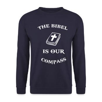 Bibel Jesus Christus Gott Religion Christentum - Unisex Pullover - Navy - Vorne - Alina (178cm) & Michal (187cm)